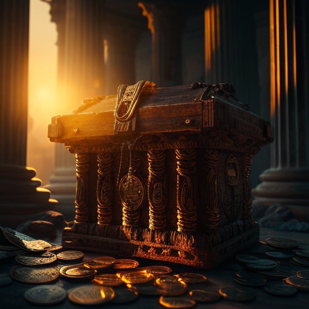 Wooden Pirate Chest of Gold